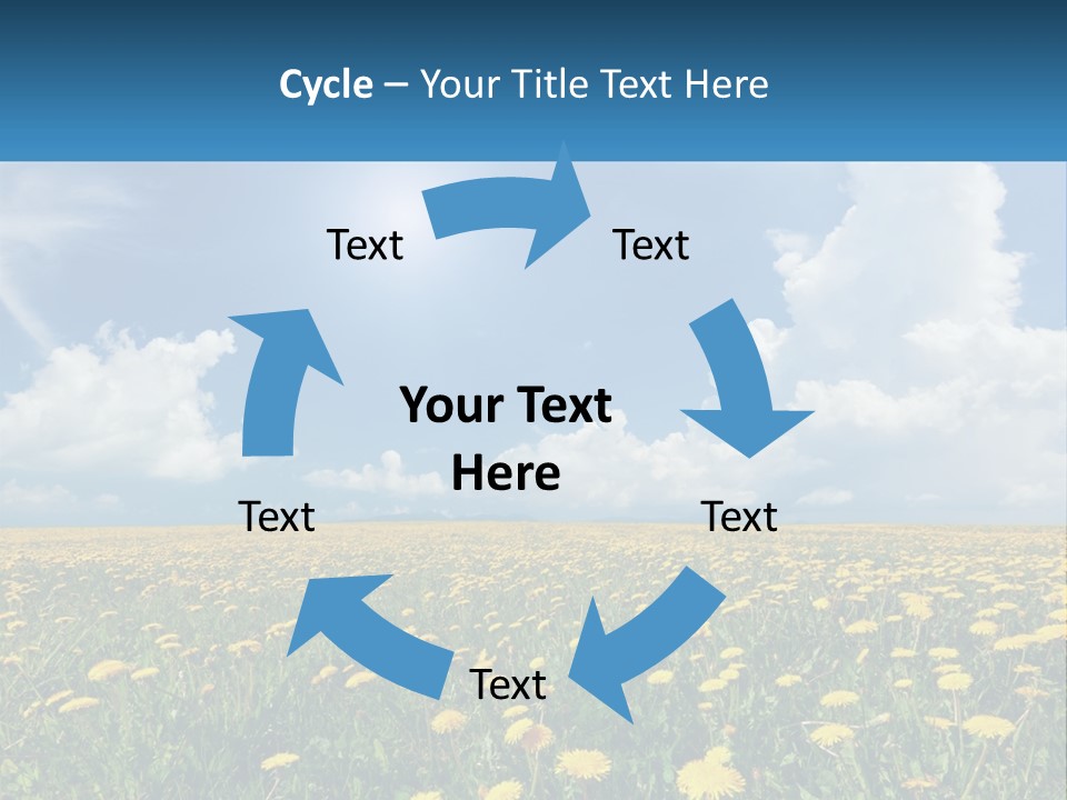 A Field Full Of Yellow Dandelions Under A Blue Sky PowerPoint Template