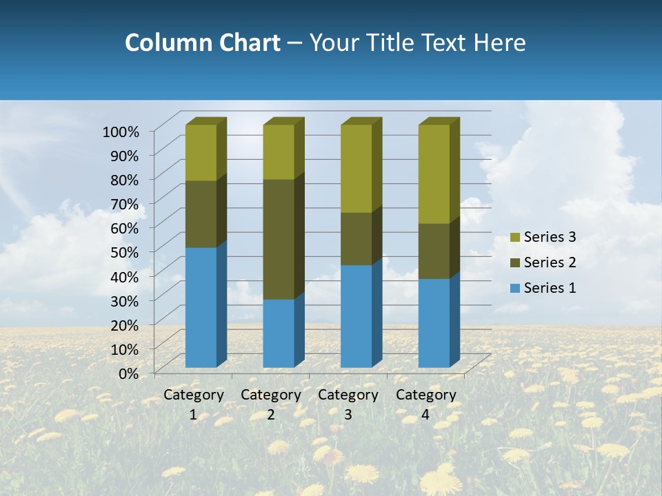 A Field Full Of Yellow Dandelions Under A Blue Sky PowerPoint Template