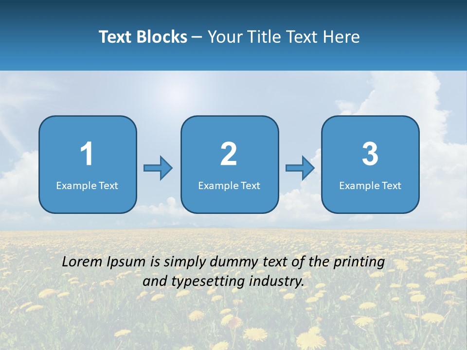 A Field Full Of Yellow Dandelions Under A Blue Sky PowerPoint Template