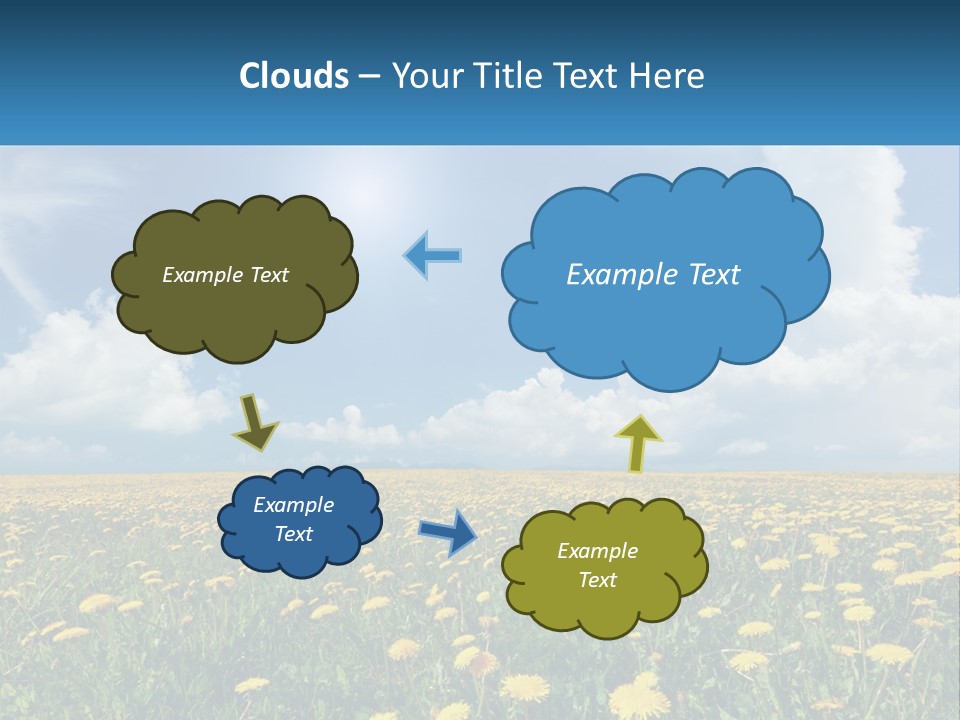 A Field Full Of Yellow Dandelions Under A Blue Sky PowerPoint Template