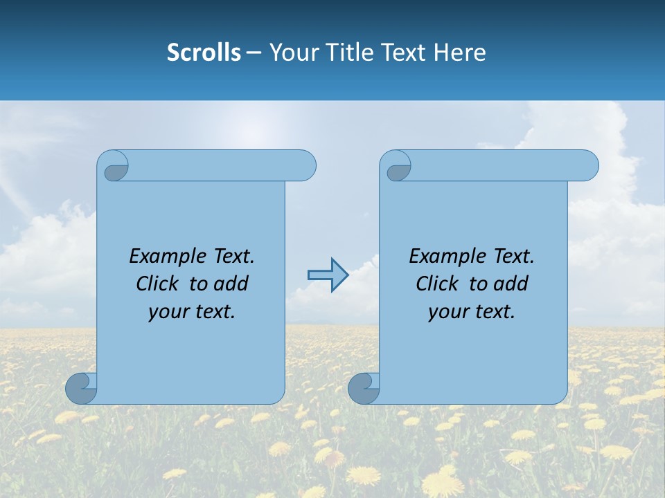 A Field Full Of Yellow Dandelions Under A Blue Sky PowerPoint Template
