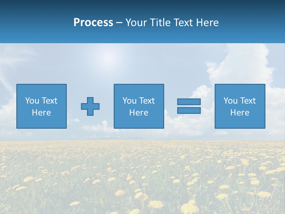 A Field Full Of Yellow Dandelions Under A Blue Sky PowerPoint Template