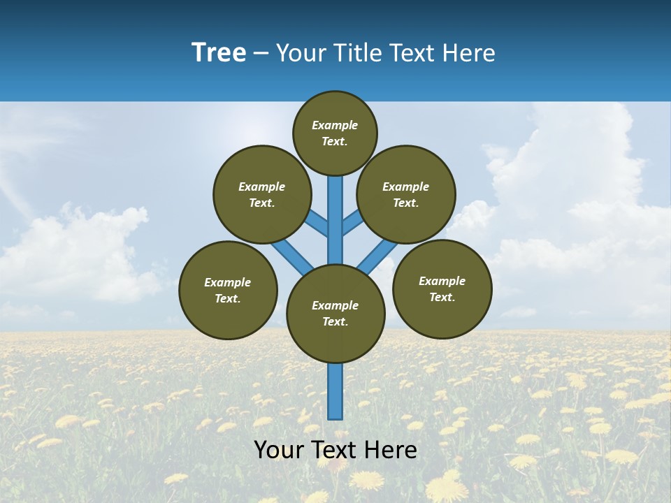 A Field Full Of Yellow Dandelions Under A Blue Sky PowerPoint Template