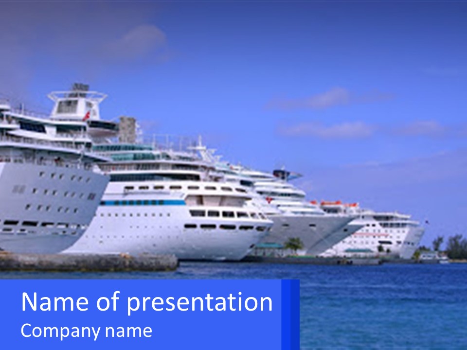A Row Of Cruise Ships In The Water PowerPoint Template