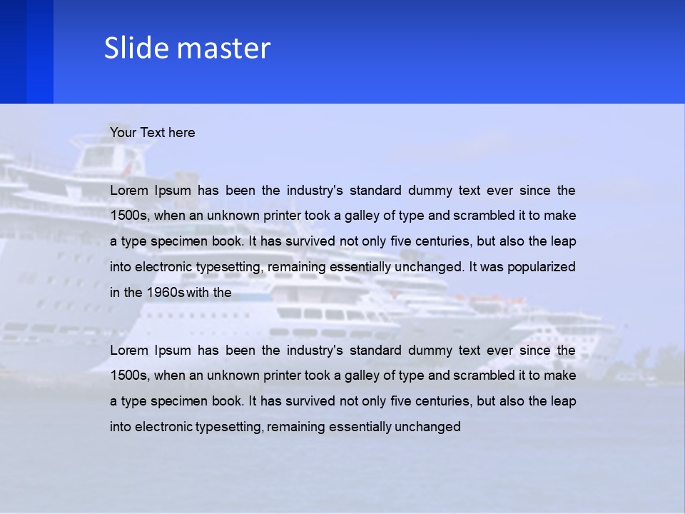 A Row Of Cruise Ships In The Water PowerPoint Template