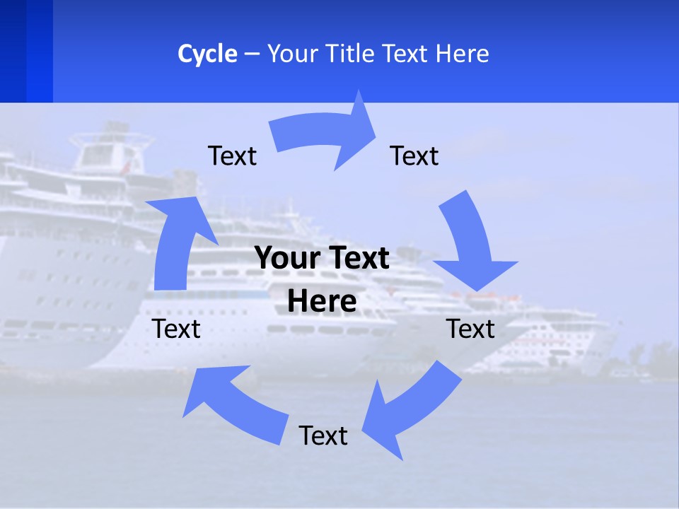 A Row Of Cruise Ships In The Water PowerPoint Template