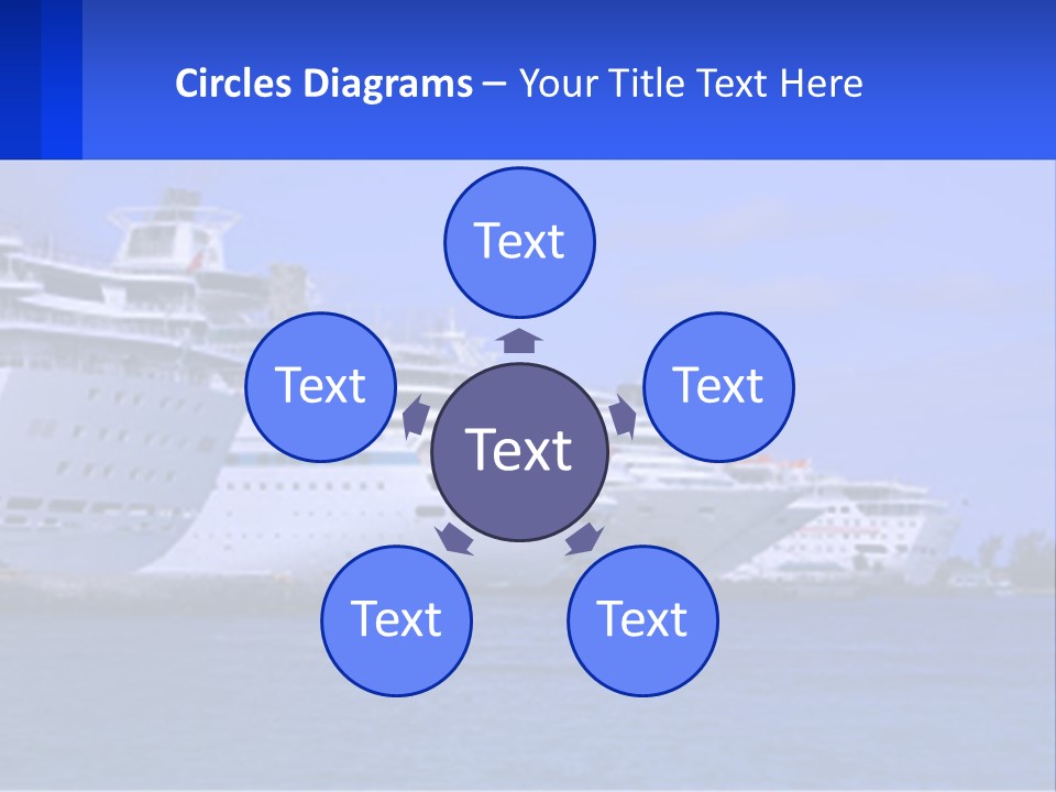 A Row Of Cruise Ships In The Water PowerPoint Template