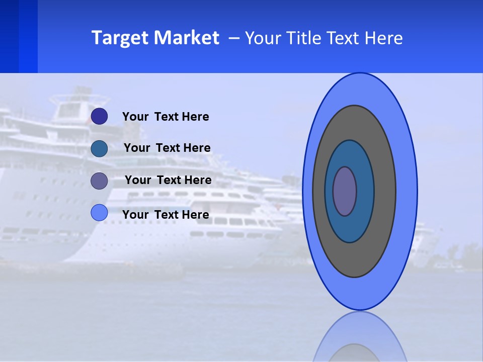 A Row Of Cruise Ships In The Water PowerPoint Template