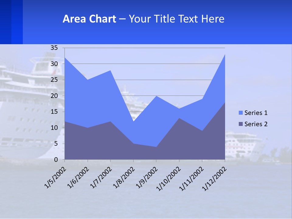A Row Of Cruise Ships In The Water PowerPoint Template