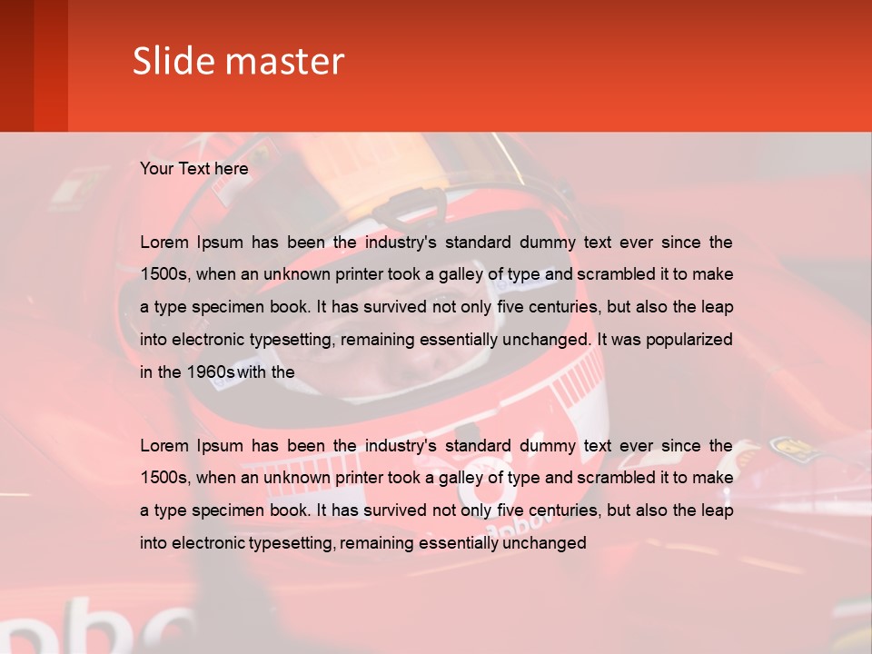 A Man In A Red Race Car With A Helmet On PowerPoint Template