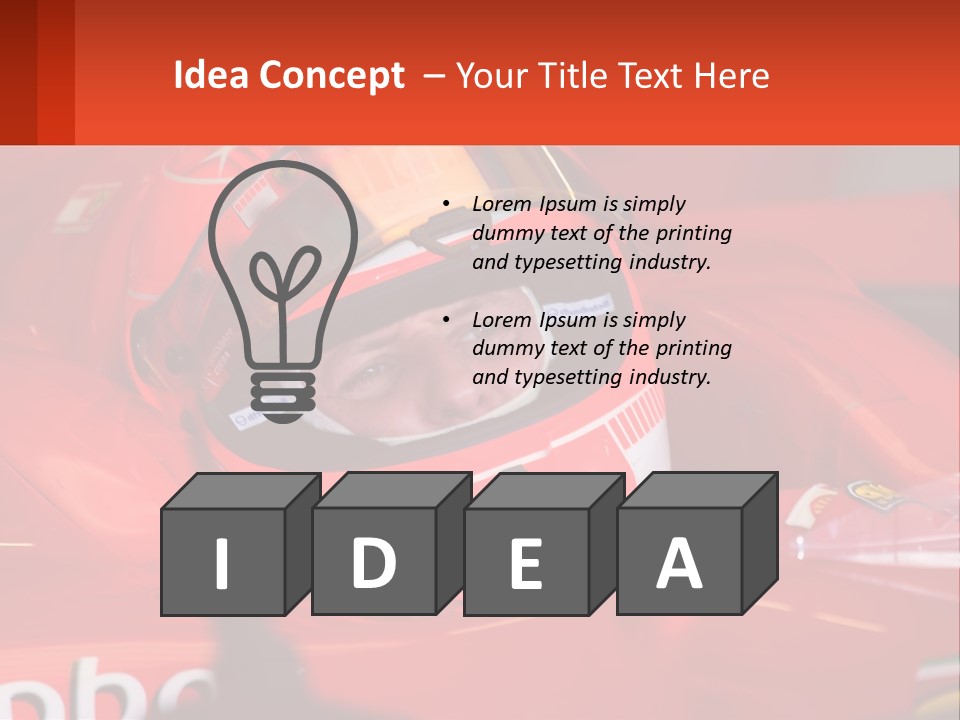 A Man In A Red Race Car With A Helmet On PowerPoint Template