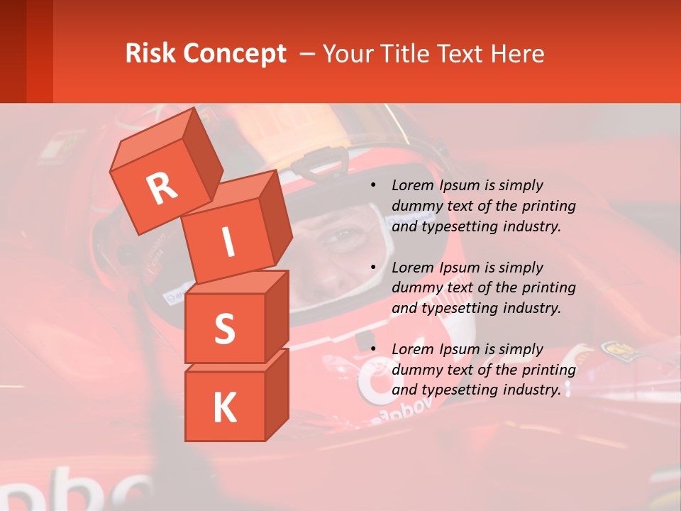 A Man In A Red Race Car With A Helmet On PowerPoint Template