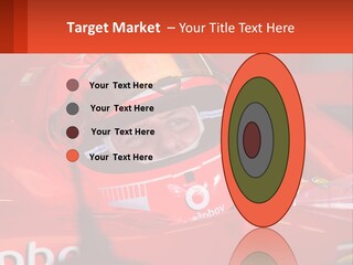 A Man In A Red Race Car With A Helmet On PowerPoint Template
