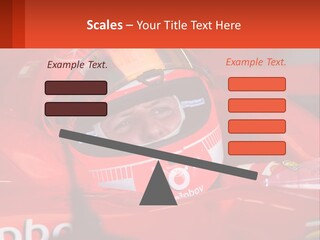 A Man In A Red Race Car With A Helmet On PowerPoint Template