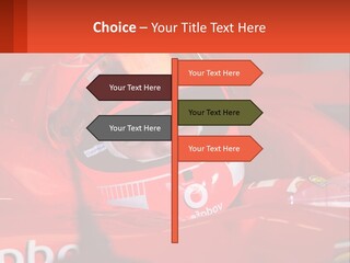 A Man In A Red Race Car With A Helmet On PowerPoint Template