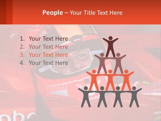 A Man In A Red Race Car With A Helmet On PowerPoint Template