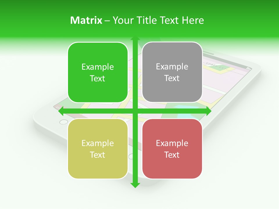 A White Tablet With A Blue Arrow On Top Of It PowerPoint Template