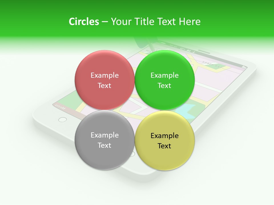 A White Tablet With A Blue Arrow On Top Of It PowerPoint Template