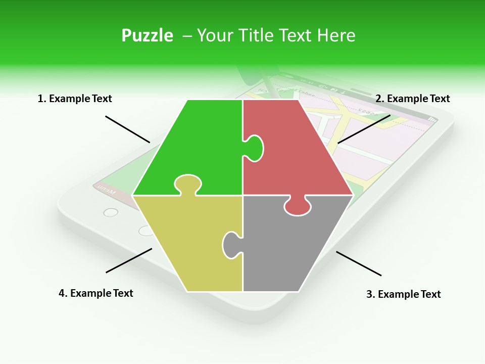 A White Tablet With A Blue Arrow On Top Of It PowerPoint Template