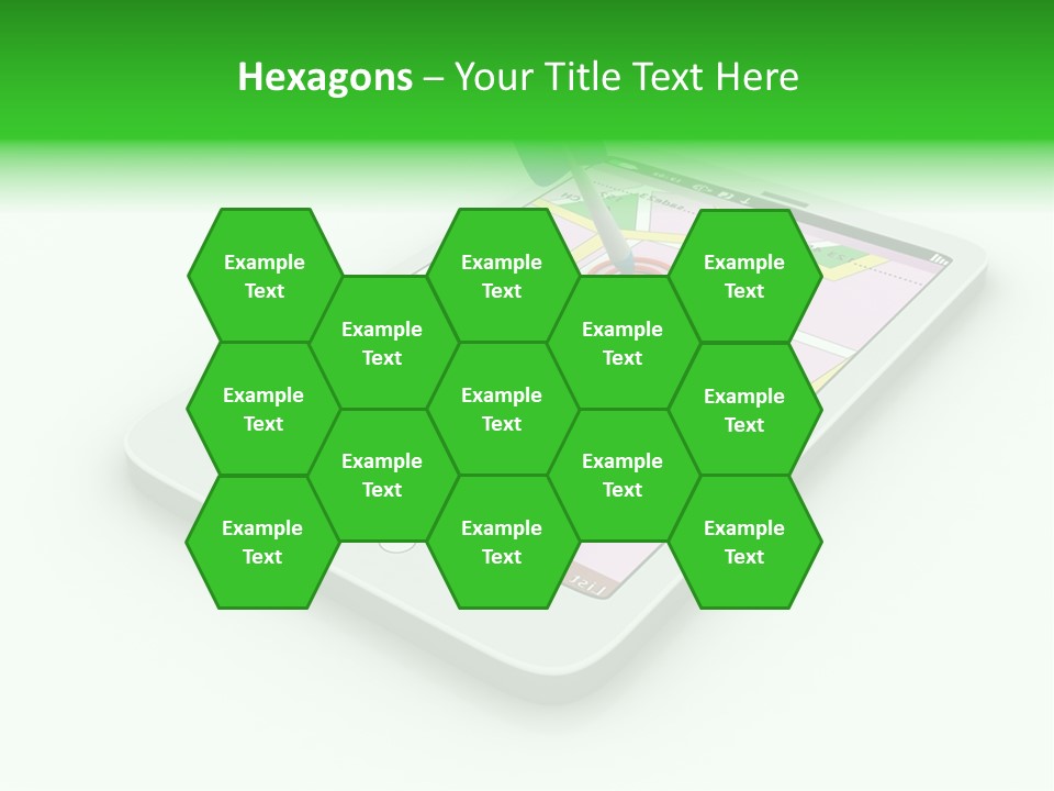 A White Tablet With A Blue Arrow On Top Of It PowerPoint Template