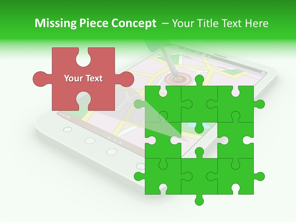 A White Tablet With A Blue Arrow On Top Of It PowerPoint Template