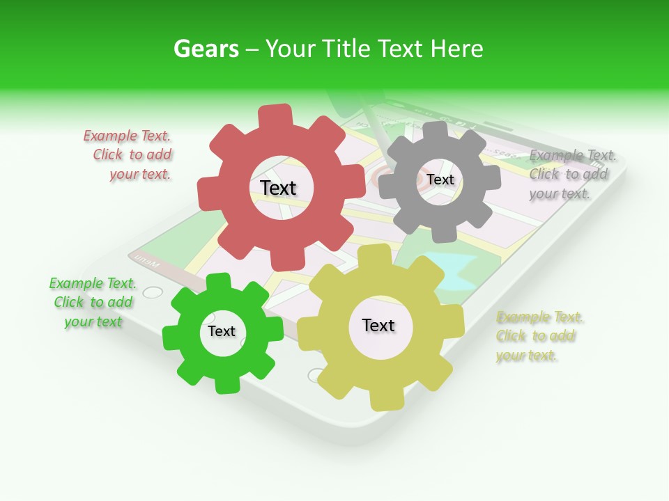 A White Tablet With A Blue Arrow On Top Of It PowerPoint Template