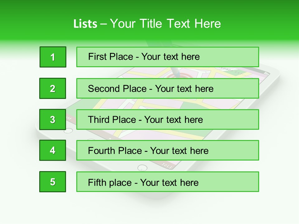 A White Tablet With A Blue Arrow On Top Of It PowerPoint Template