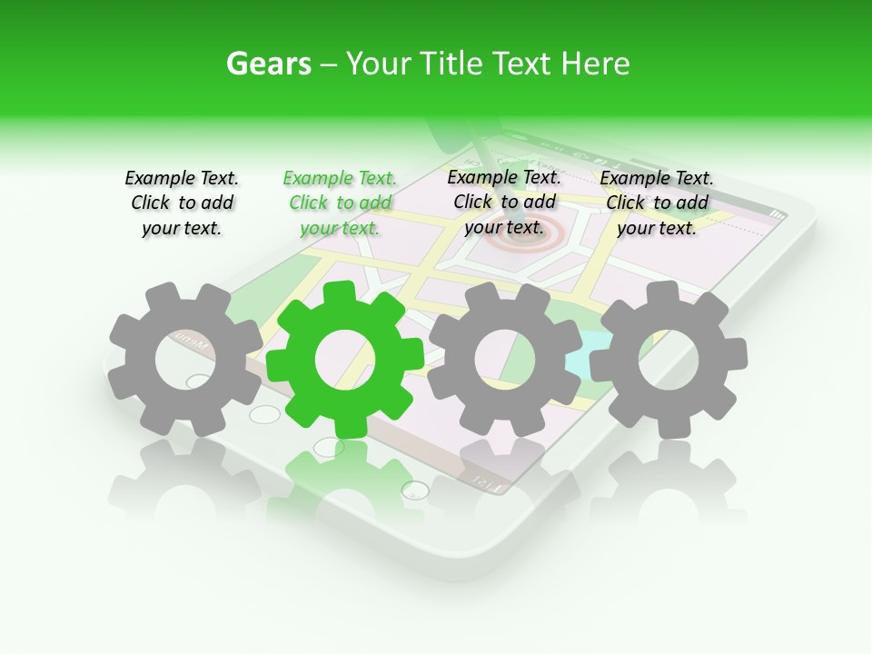 A White Tablet With A Blue Arrow On Top Of It PowerPoint Template