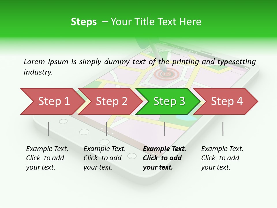 A White Tablet With A Blue Arrow On Top Of It PowerPoint Template