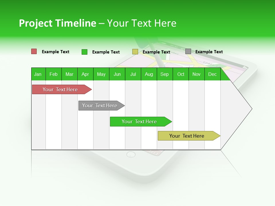 A White Tablet With A Blue Arrow On Top Of It PowerPoint Template