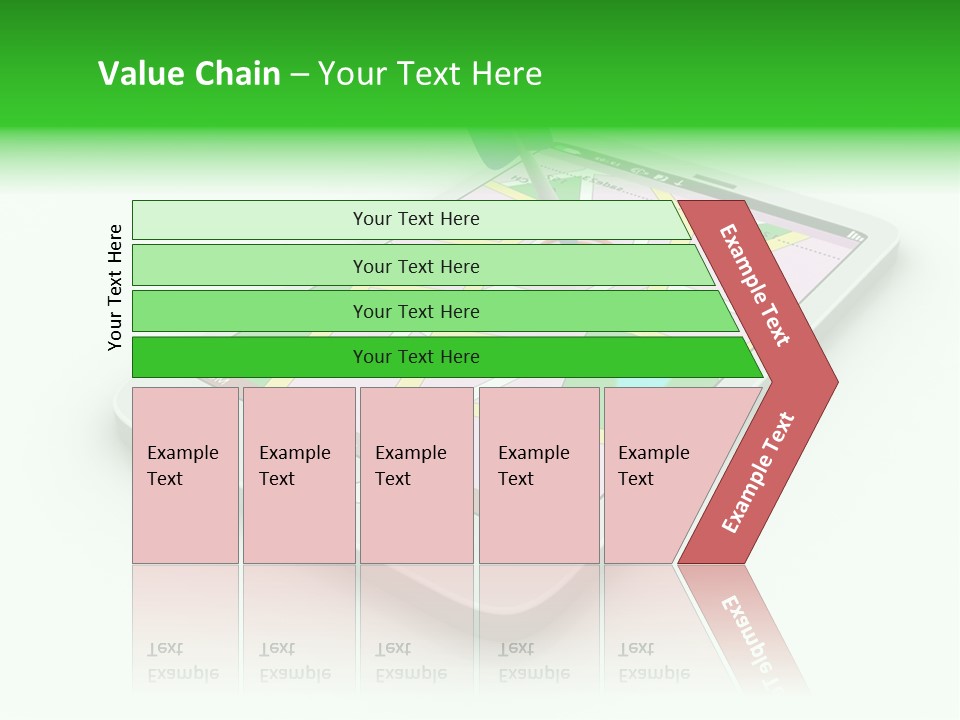 A White Tablet With A Blue Arrow On Top Of It PowerPoint Template