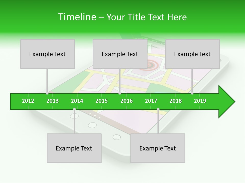 A White Tablet With A Blue Arrow On Top Of It PowerPoint Template