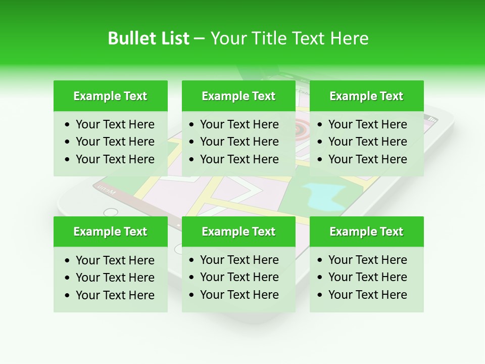 A White Tablet With A Blue Arrow On Top Of It PowerPoint Template