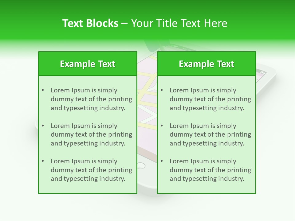 A White Tablet With A Blue Arrow On Top Of It PowerPoint Template