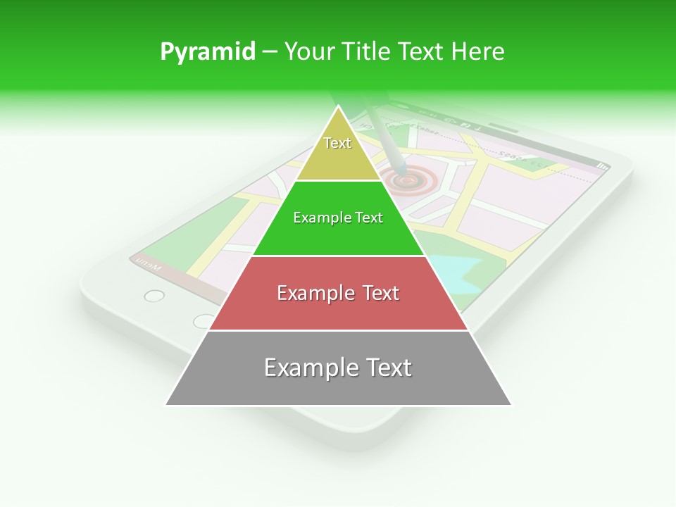 A White Tablet With A Blue Arrow On Top Of It PowerPoint Template