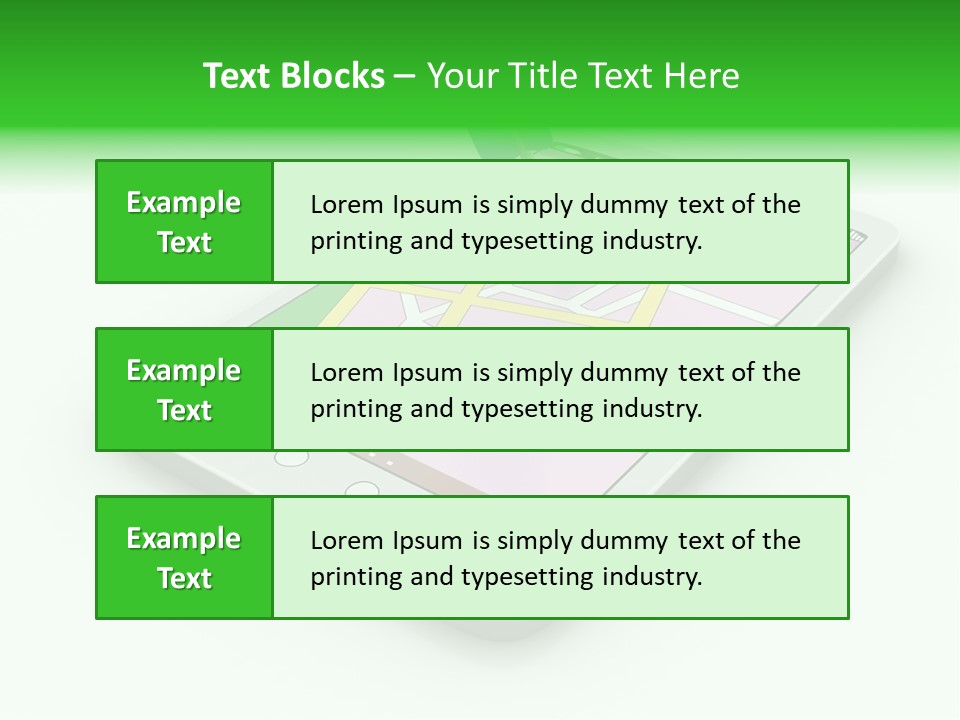 A White Tablet With A Blue Arrow On Top Of It PowerPoint Template