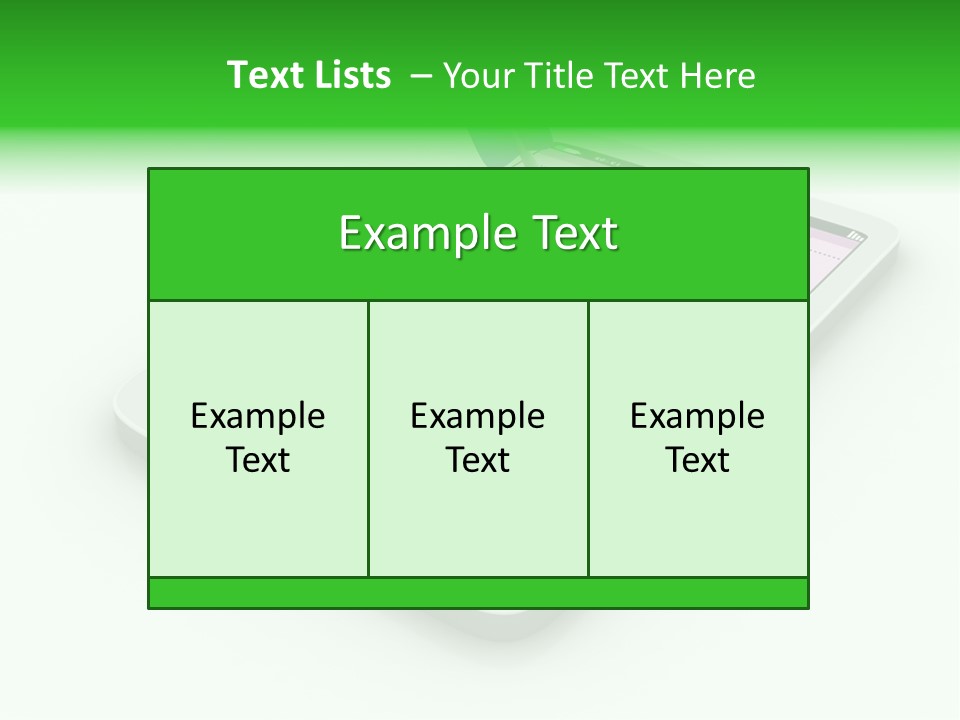 A White Tablet With A Blue Arrow On Top Of It PowerPoint Template