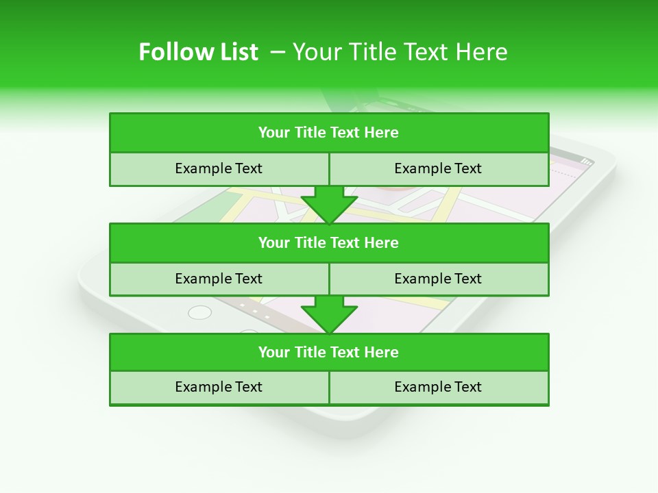 A White Tablet With A Blue Arrow On Top Of It PowerPoint Template
