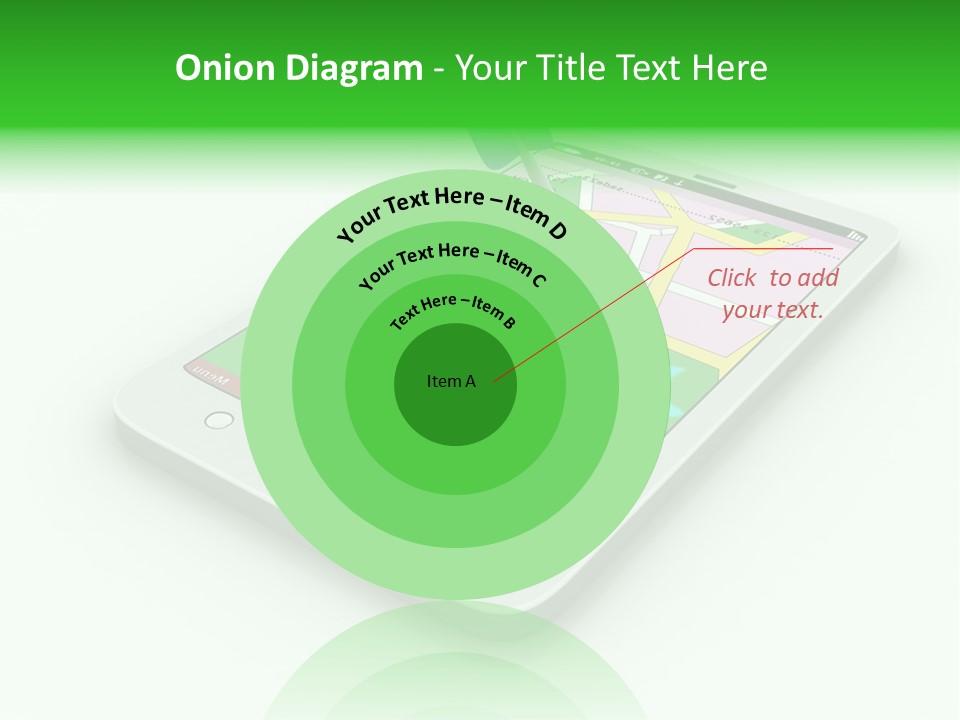 A White Tablet With A Blue Arrow On Top Of It PowerPoint Template