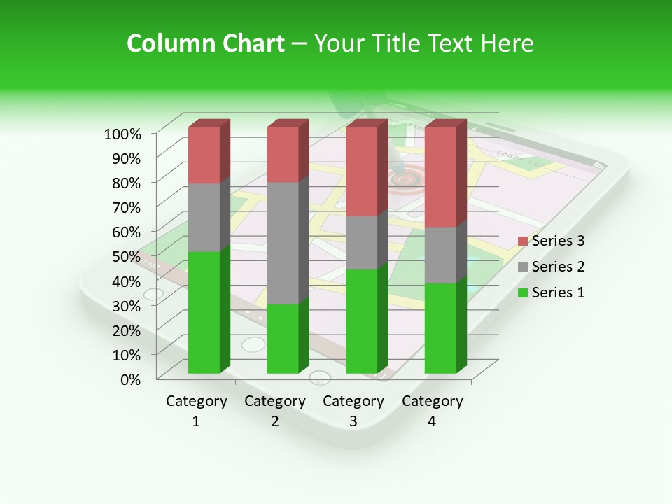 A White Tablet With A Blue Arrow On Top Of It PowerPoint Template