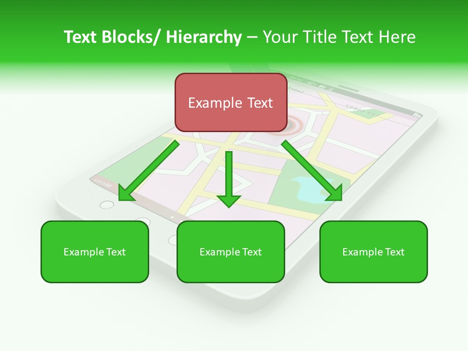 A White Tablet With A Blue Arrow On Top Of It PowerPoint Template