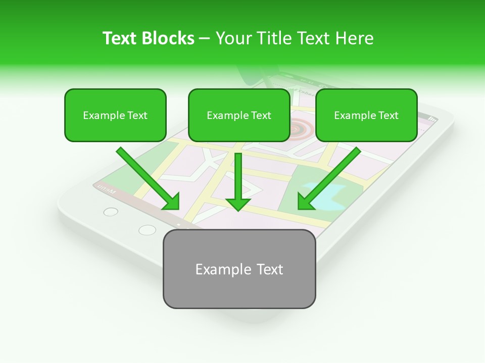 A White Tablet With A Blue Arrow On Top Of It PowerPoint Template