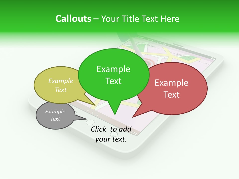 A White Tablet With A Blue Arrow On Top Of It PowerPoint Template