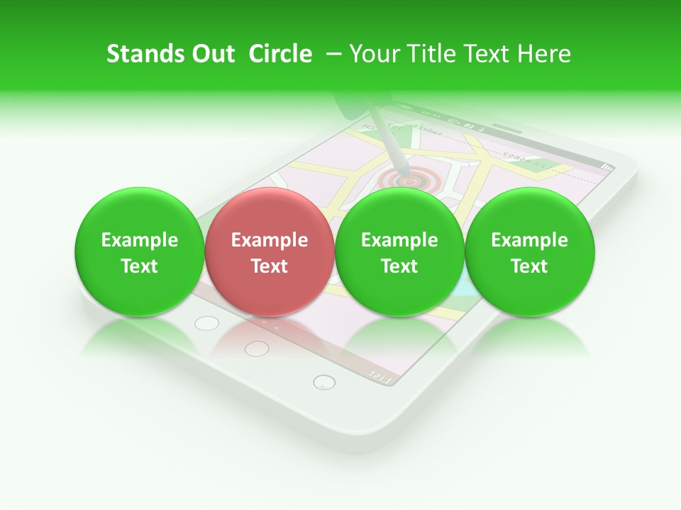 A White Tablet With A Blue Arrow On Top Of It PowerPoint Template