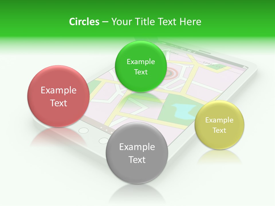 A White Tablet With A Blue Arrow On Top Of It PowerPoint Template