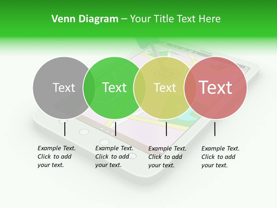 A White Tablet With A Blue Arrow On Top Of It PowerPoint Template