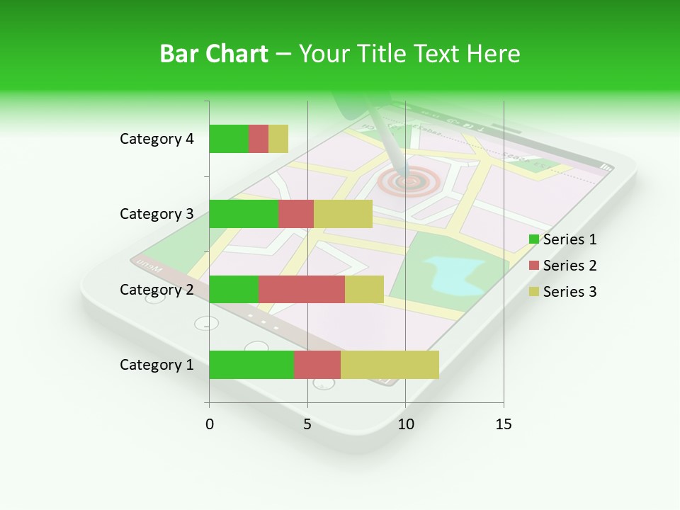A White Tablet With A Blue Arrow On Top Of It PowerPoint Template