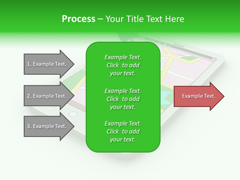 A White Tablet With A Blue Arrow On Top Of It PowerPoint Template