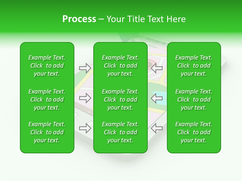 A White Tablet With A Blue Arrow On Top Of It PowerPoint Template