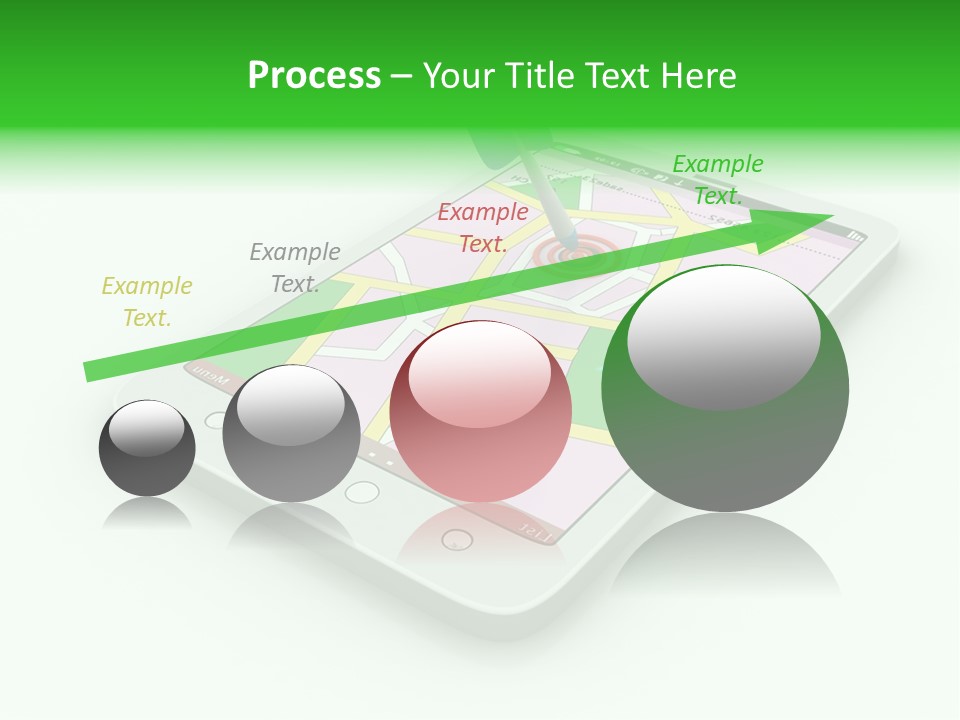 A White Tablet With A Blue Arrow On Top Of It PowerPoint Template